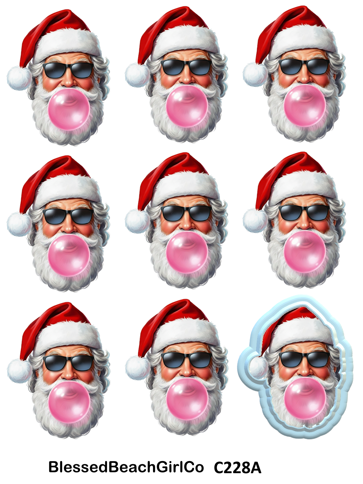 Santa Bubble Gum transfer sheet cutter set C228