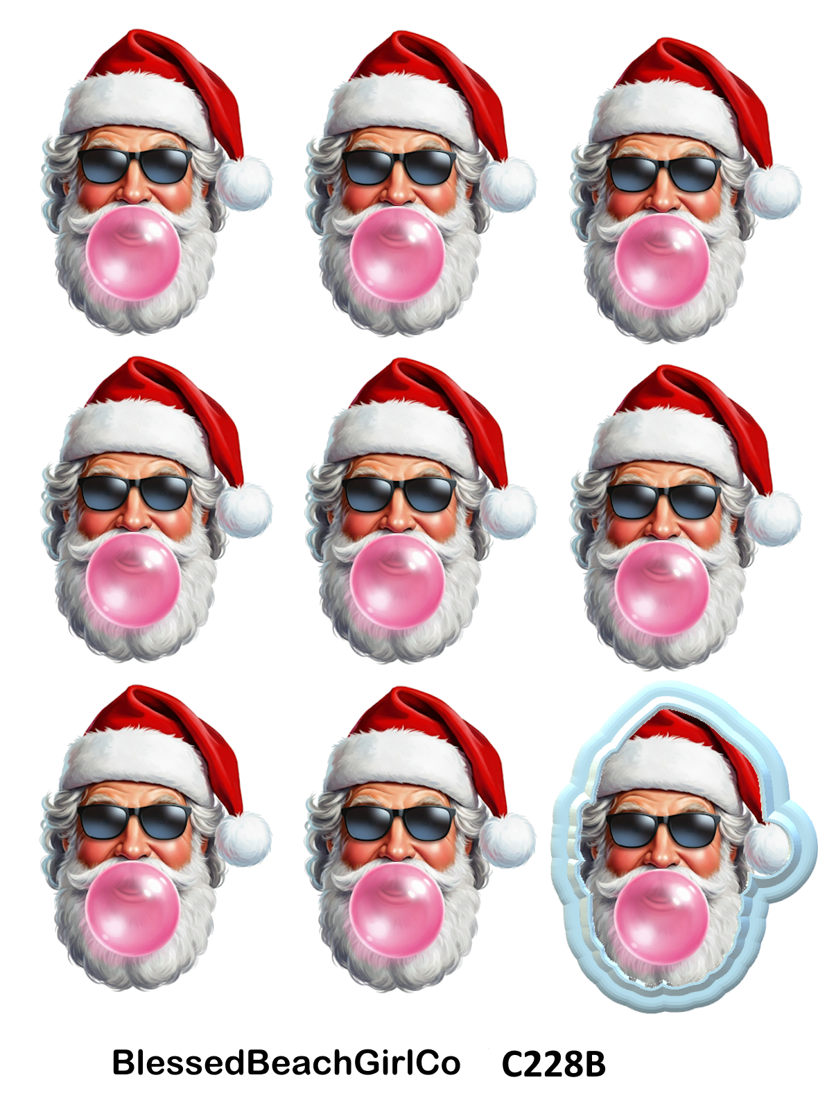 Santa Bubble Gum transfer sheet cutter set C228