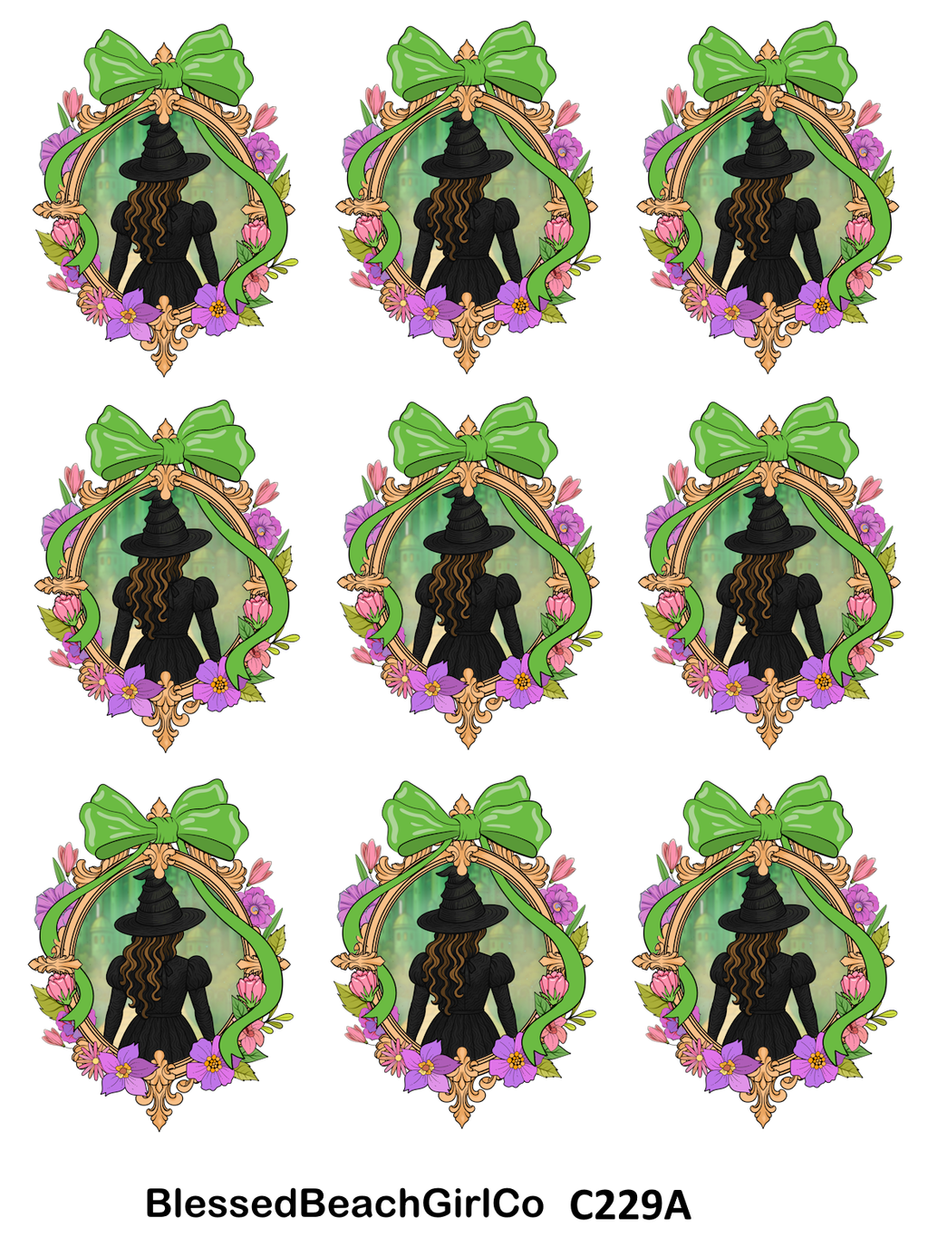 Wicked Witch croquette bow cutter and transfer sheet C229