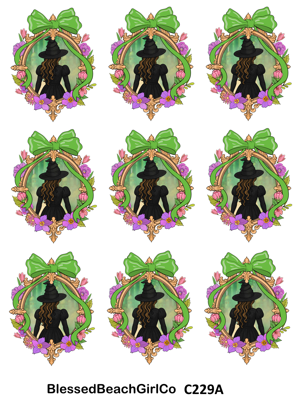 Wicked Witch croquette bow cutter and transfer sheet C229