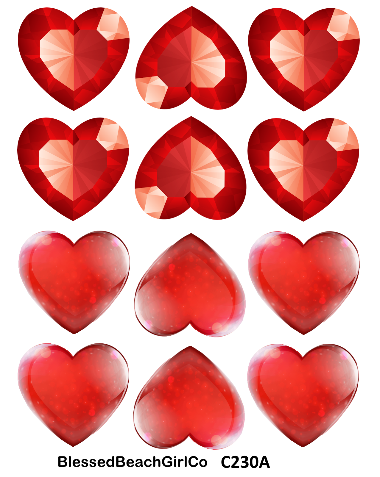 Jewel Hearts cutter and transfer sheet C230
