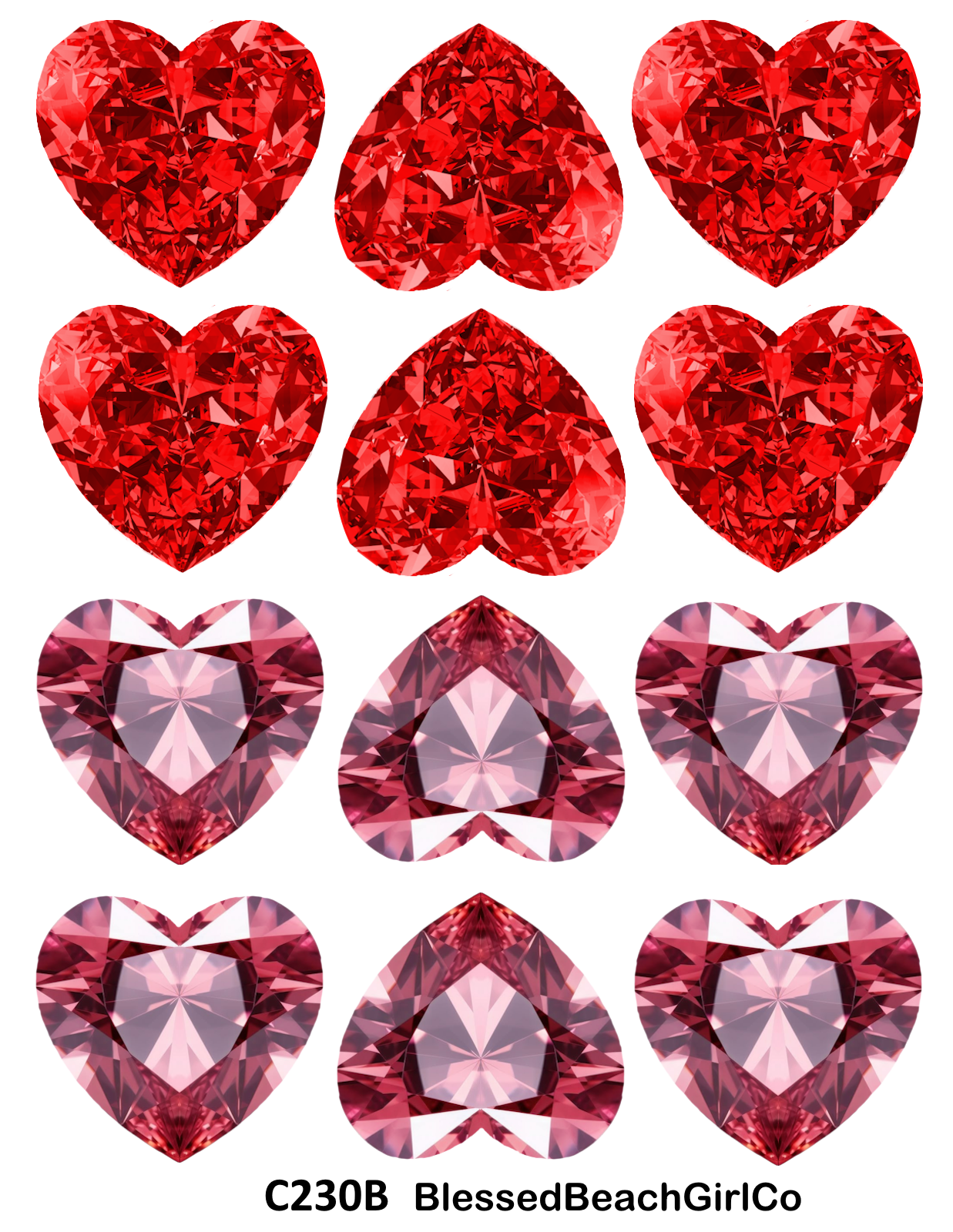 Jewel Hearts cutter and transfer sheet C230