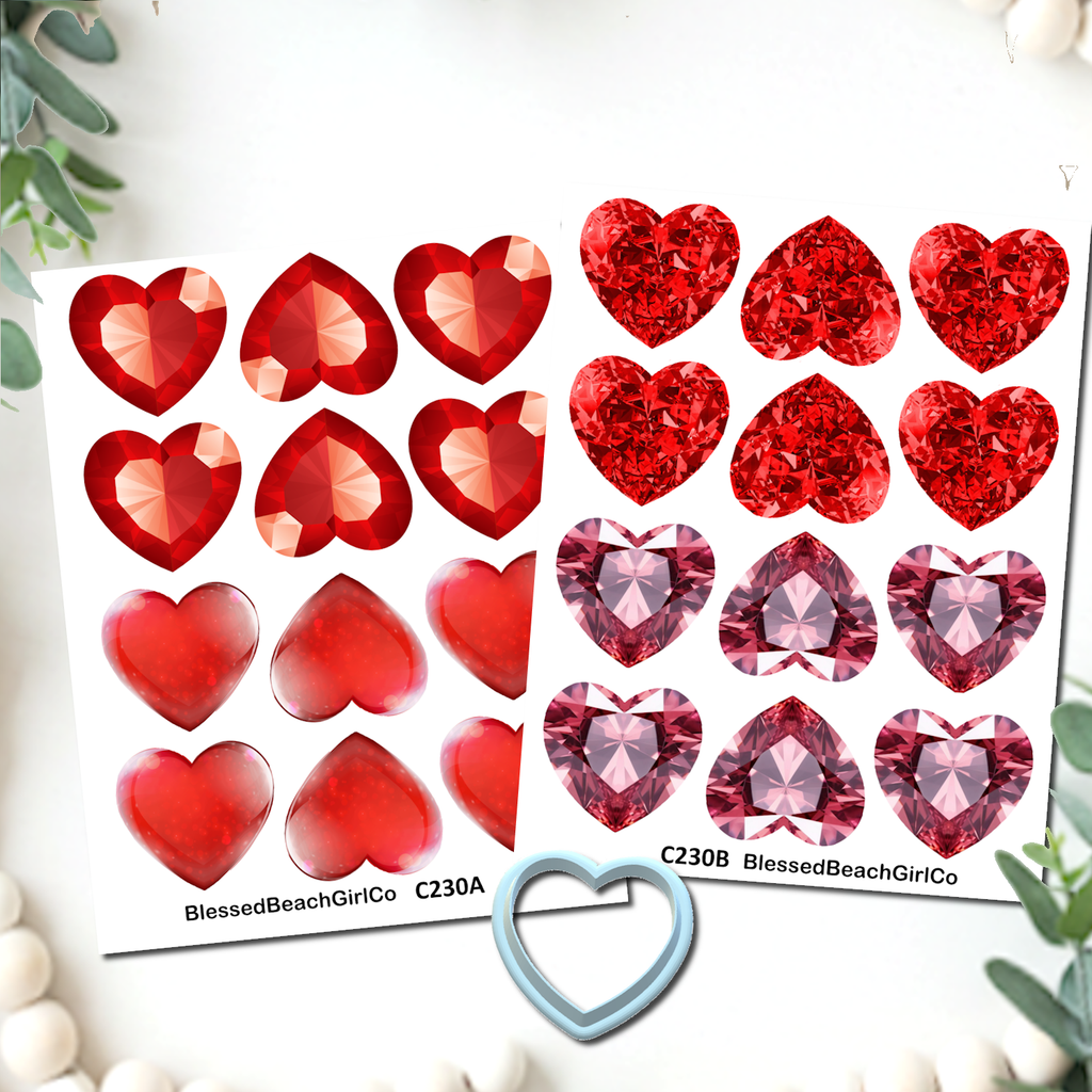Jewel Hearts cutter and transfer sheet C230