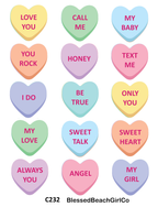Candy Conversation Hearts 1" Polymer Clay Cutter & Transfer Sheet Set
