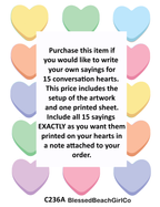 Candy Conversation Hearts 1" Polymer Clay Cutter & Transfer Sheet Set