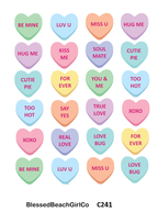 Mini Candy Conversation Hearts Polymer Clay Cutter & Transfer Sheet Set