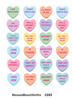 Mini Candy Conversation Hearts Polymer Clay Cutter & Transfer Sheet Set