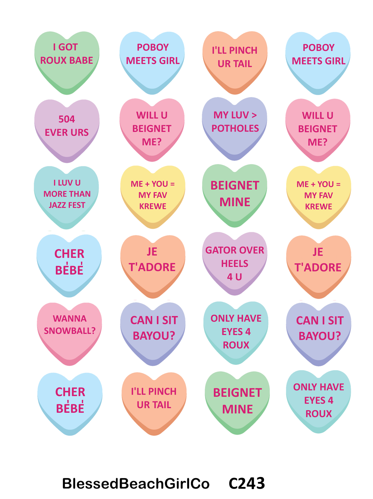 Mini Candy Conversation Hearts Polymer Clay Cutter & Transfer Sheet Set