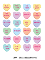 Mini Candy Conversation Hearts Polymer Clay Cutter & Transfer Sheet Set
