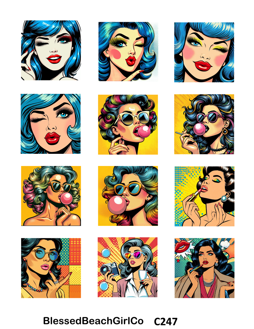POP Art Women 1" cutter and transfer sheet