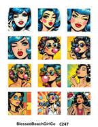 POP Art Women 1" cutter and transfer sheet
