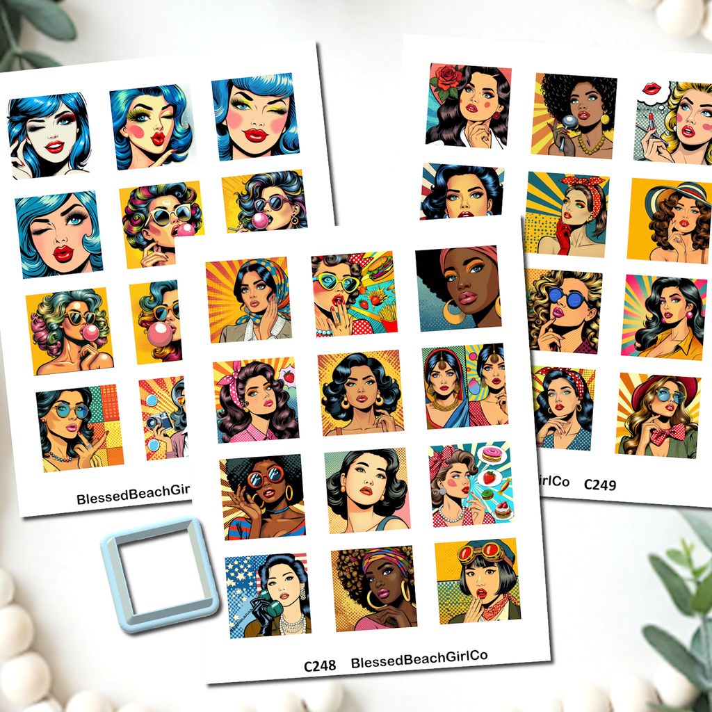 POP Art Women 1" cutter and transfer sheet