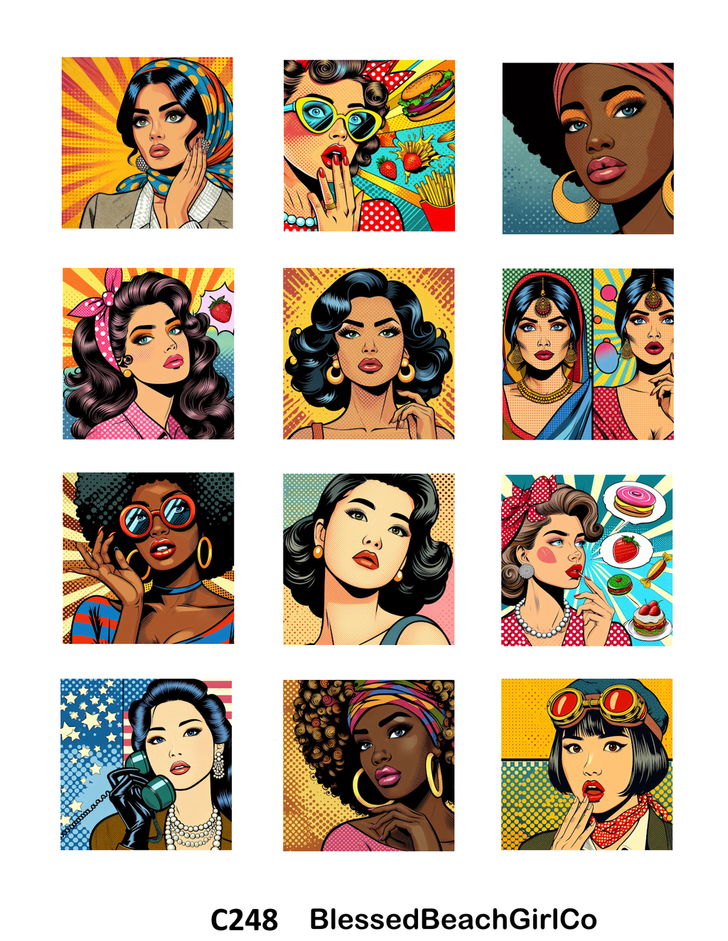 POP Art Women 1" cutter and transfer sheet