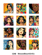 POP Art Women 1" cutter and transfer sheet