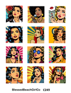 POP Art Women 1" cutter and transfer sheet