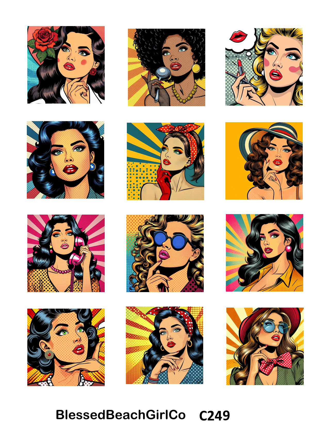 POP Art Women 1" cutter and transfer sheet