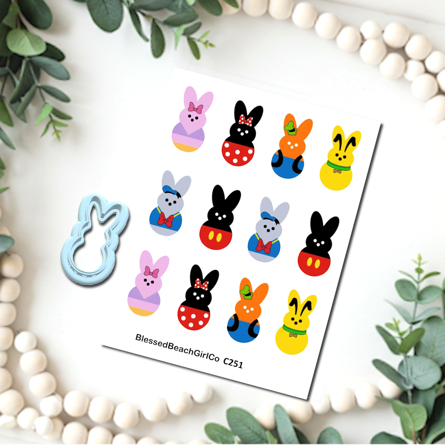 Marshmallow Mouse Ears cutter and transfer sheet C251