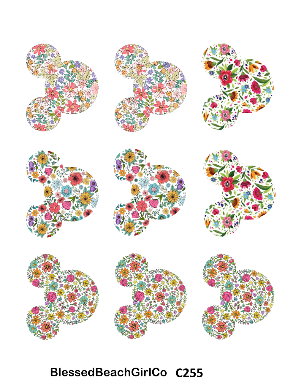 Floral Mouse Ears Clay Transfer Sheet & Cutter Set | C255