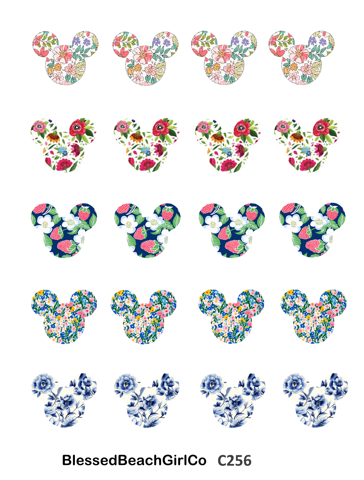 Floral Mouse Ears Clay Transfer Sheet & Cutter Set | C256