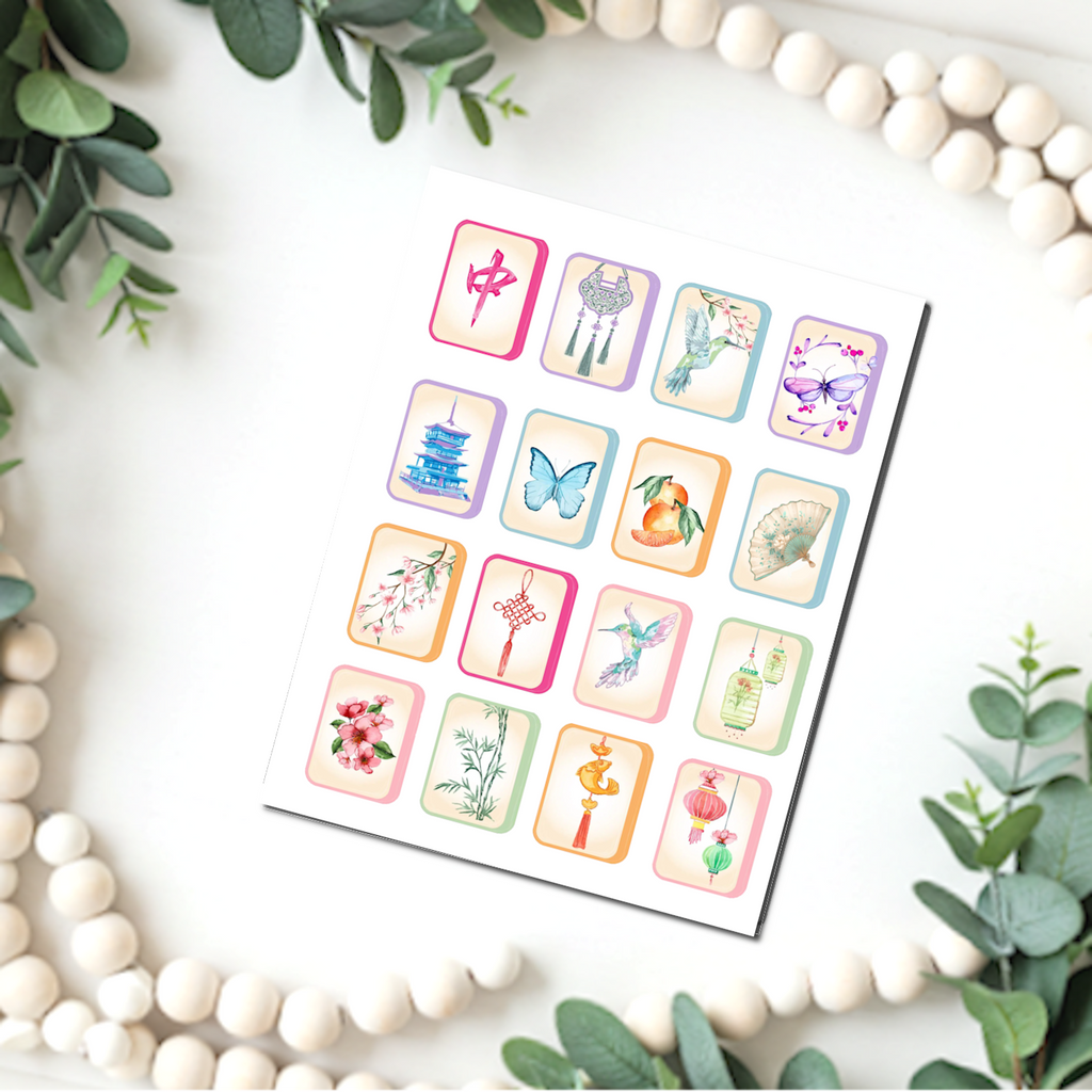 Mahjong Fortune Tiles Transfer Sheet & Cutter Set C257