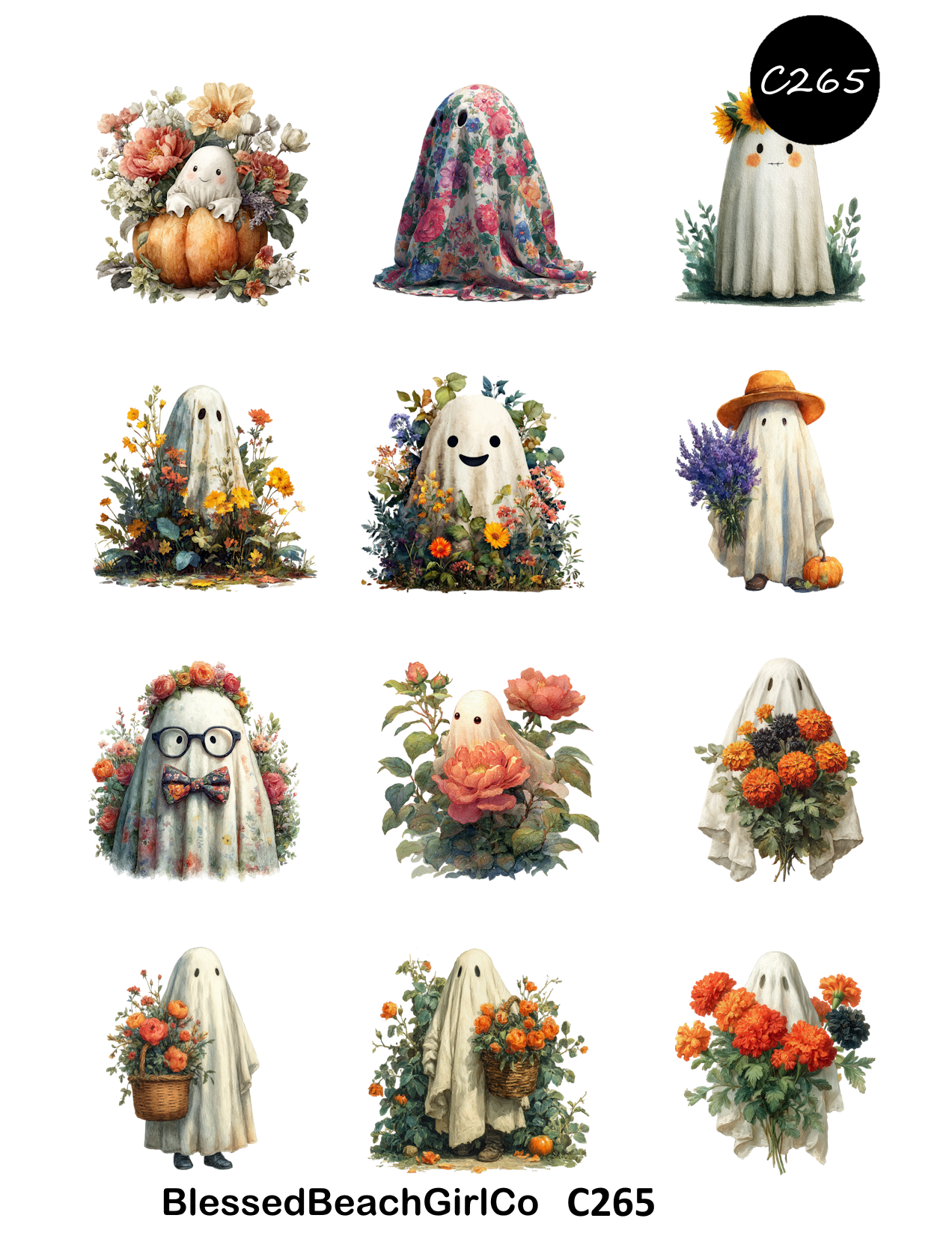 Floral Ghosts Polymer Clay Transfer Sheets | C265 C266 C266A
