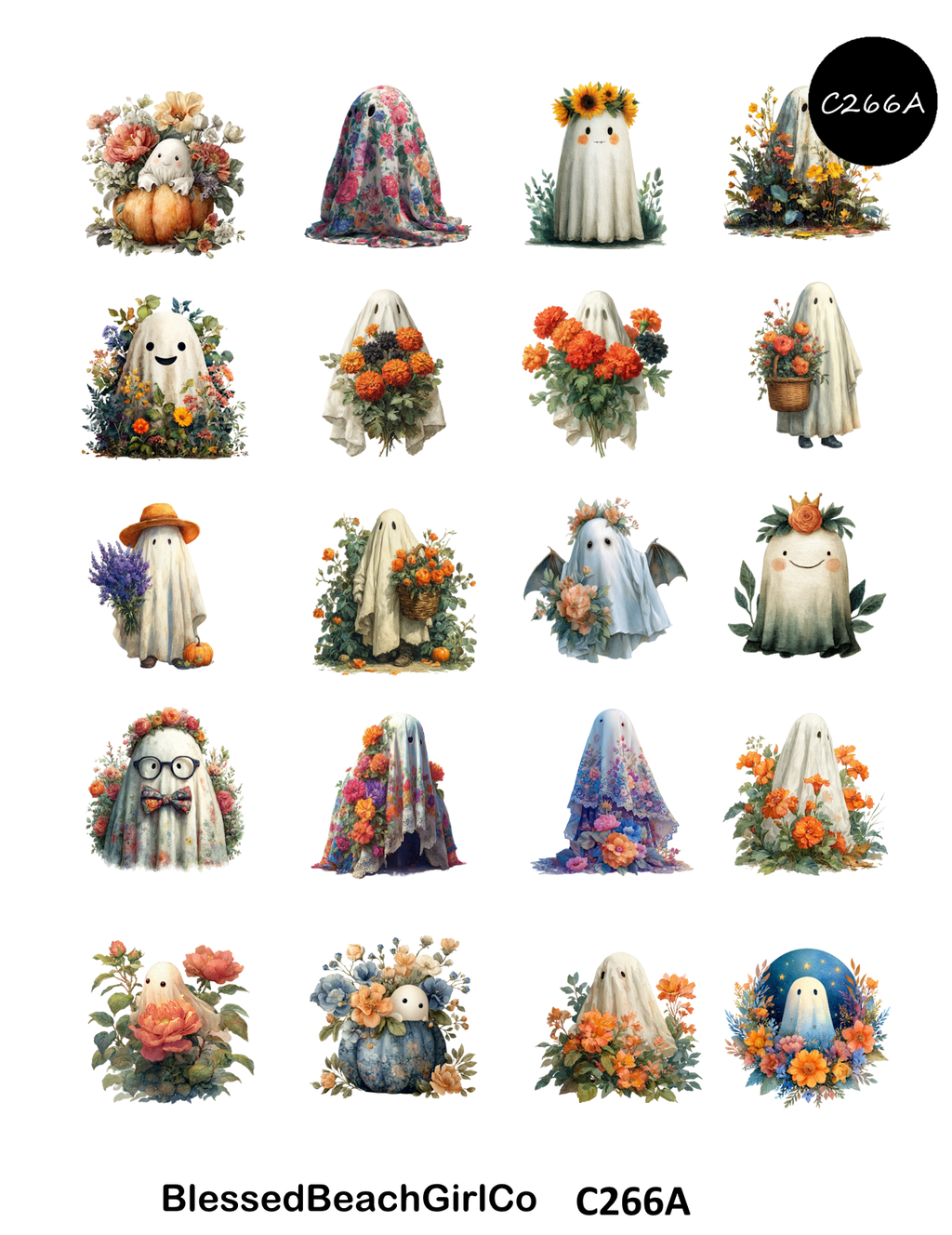 Floral Ghosts Polymer Clay Transfer Sheets | C265 C266 C266A
