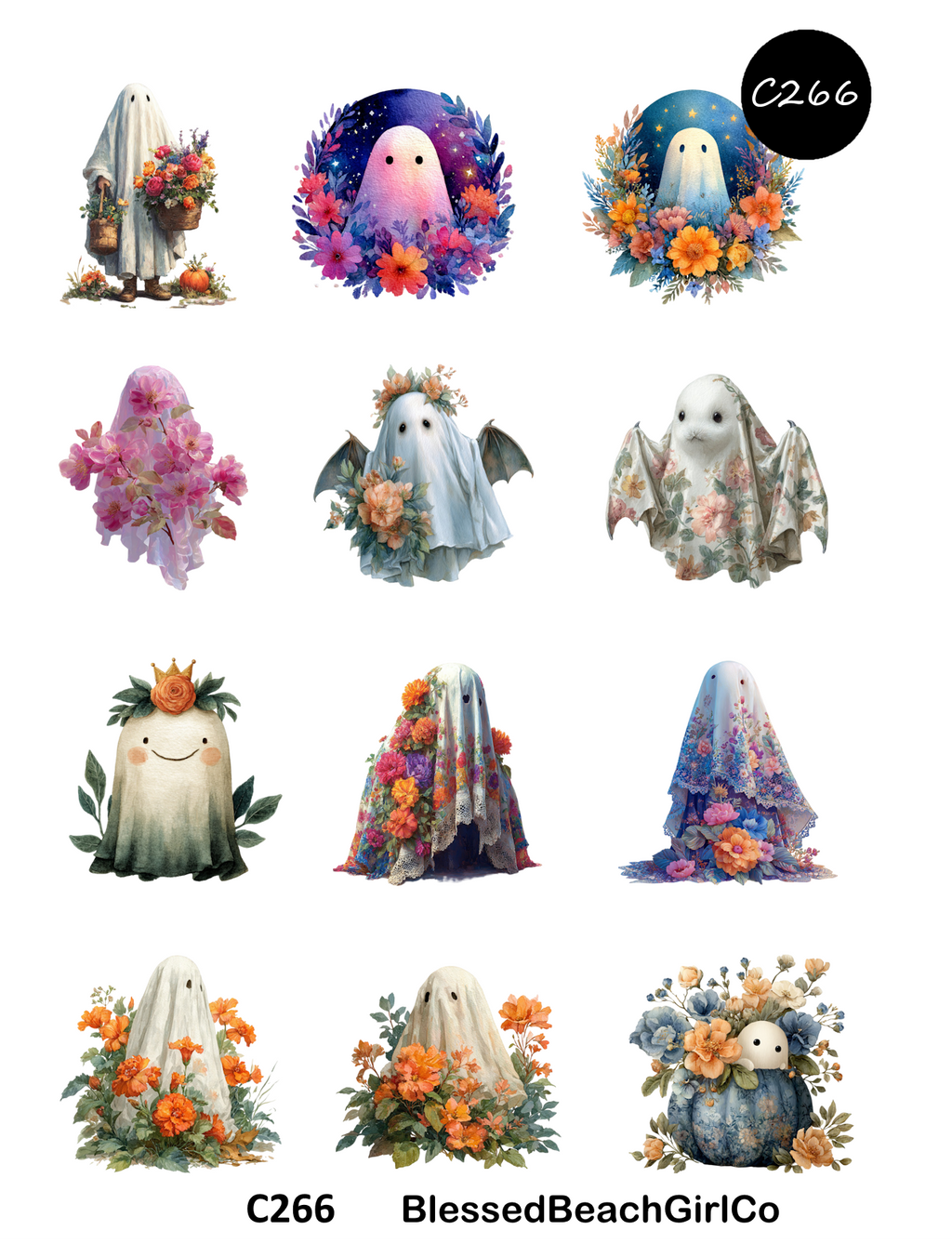 Floral Ghosts Polymer Clay Transfer Sheets | C265 C266 C266A