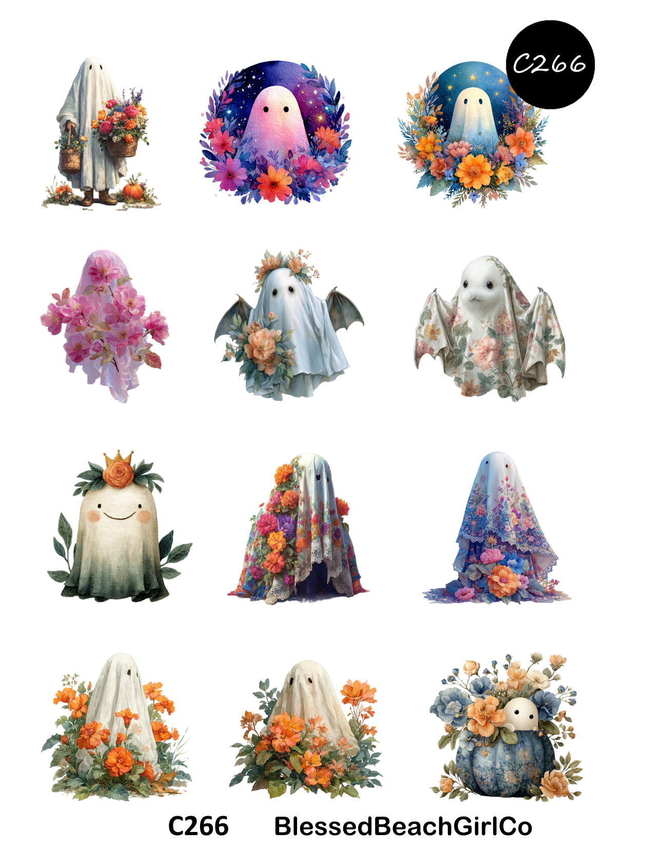 Floral Ghosts Polymer Clay Transfer Sheets | C265 C266 C266A