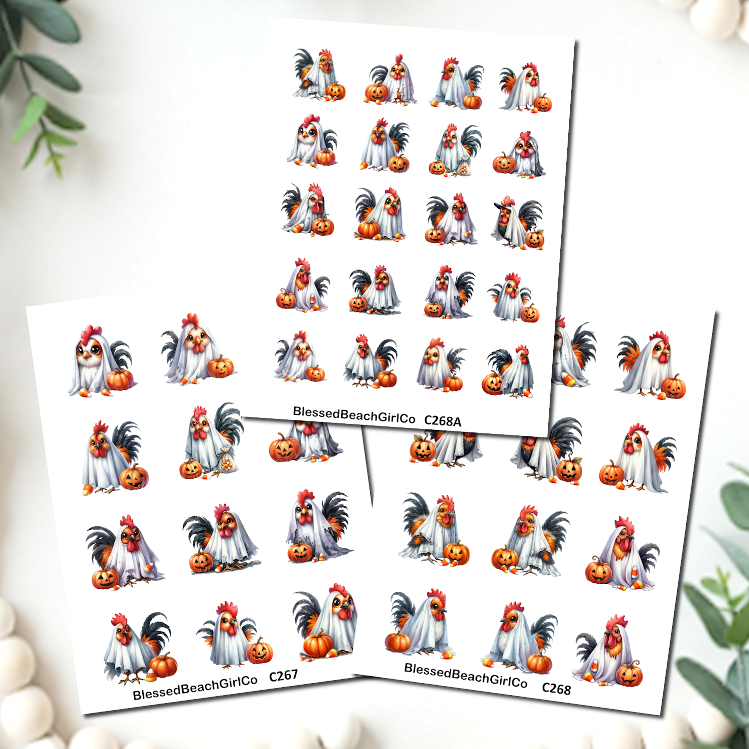Chicken Ghosts Polymer Clay Transfer Sheets