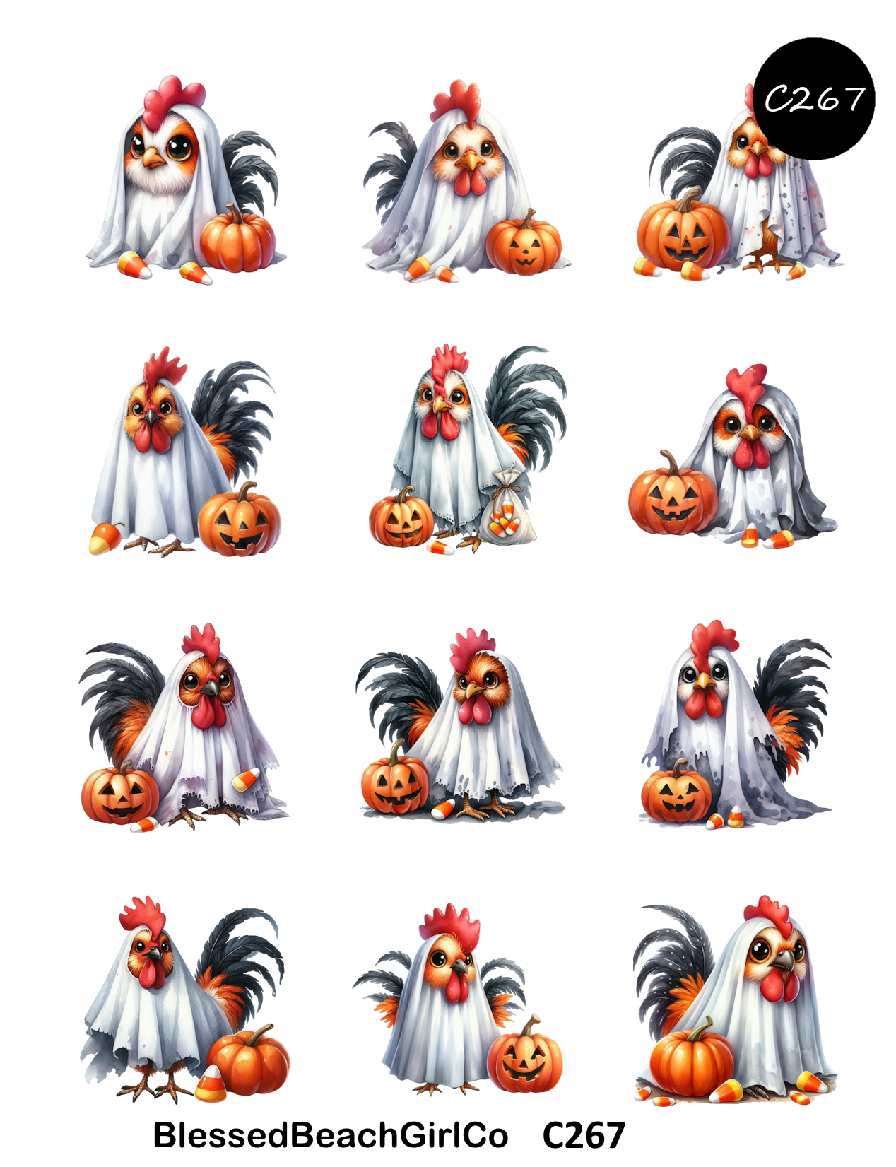 Chicken Ghosts Polymer Clay Transfer Sheets