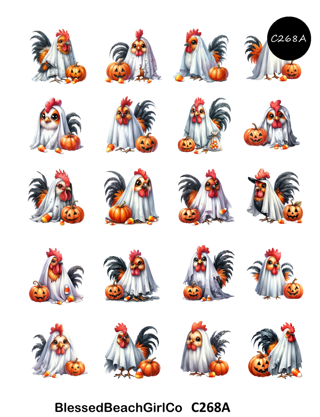 Chicken Ghosts Polymer Clay Transfer Sheets