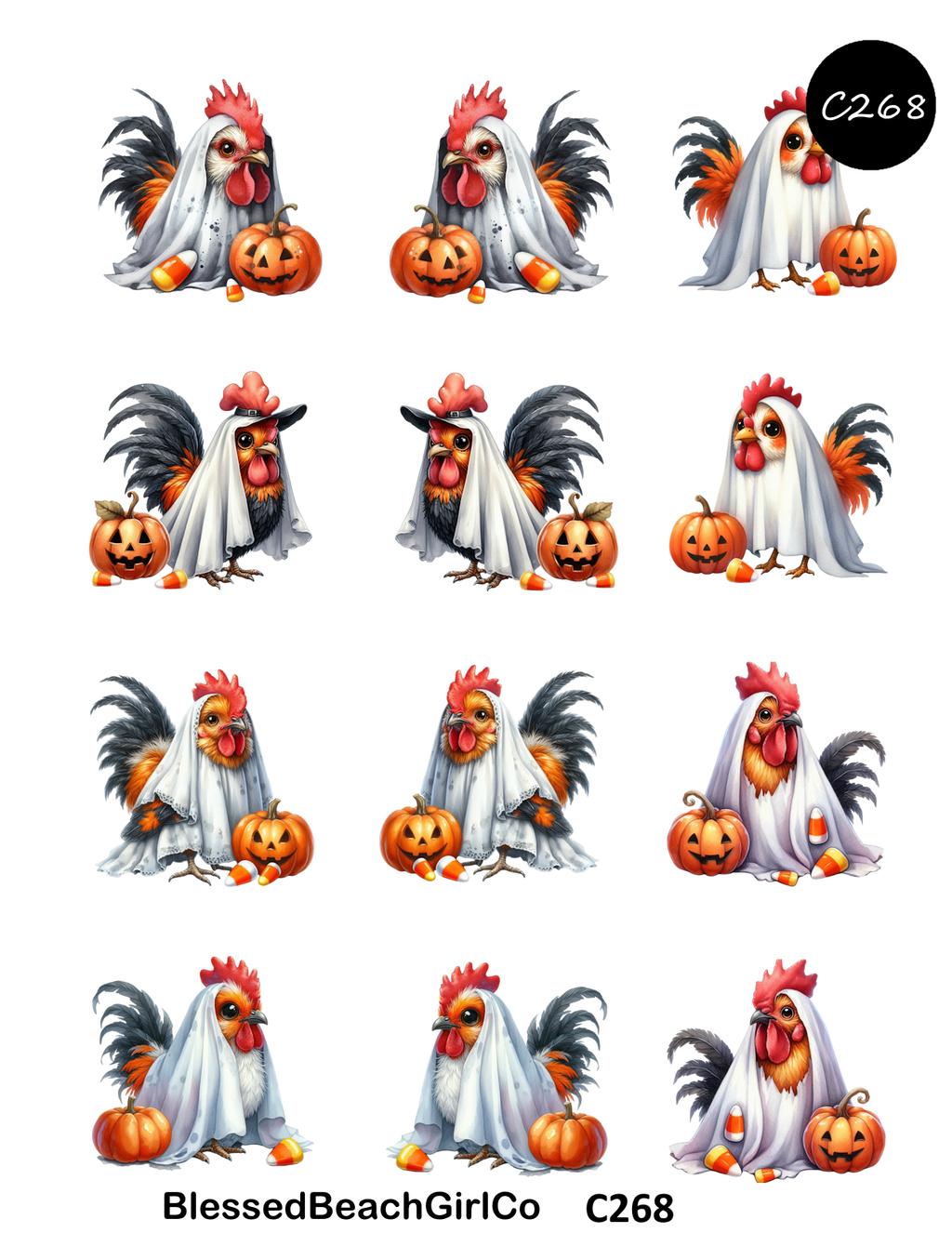 Chicken Ghosts Polymer Clay Transfer Sheets