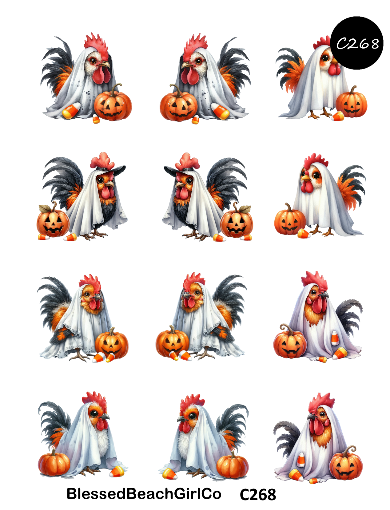 Chicken Ghosts Polymer Clay Transfer Sheets