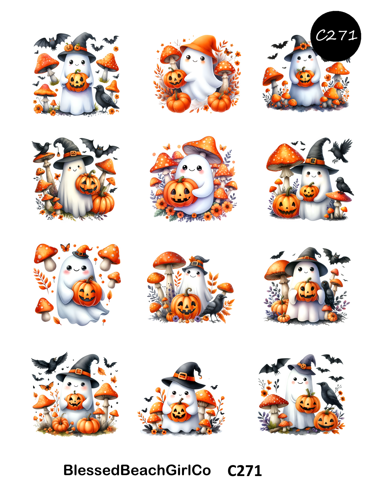 Mushroom Ghosts Polymer Clay Transfer Sheets