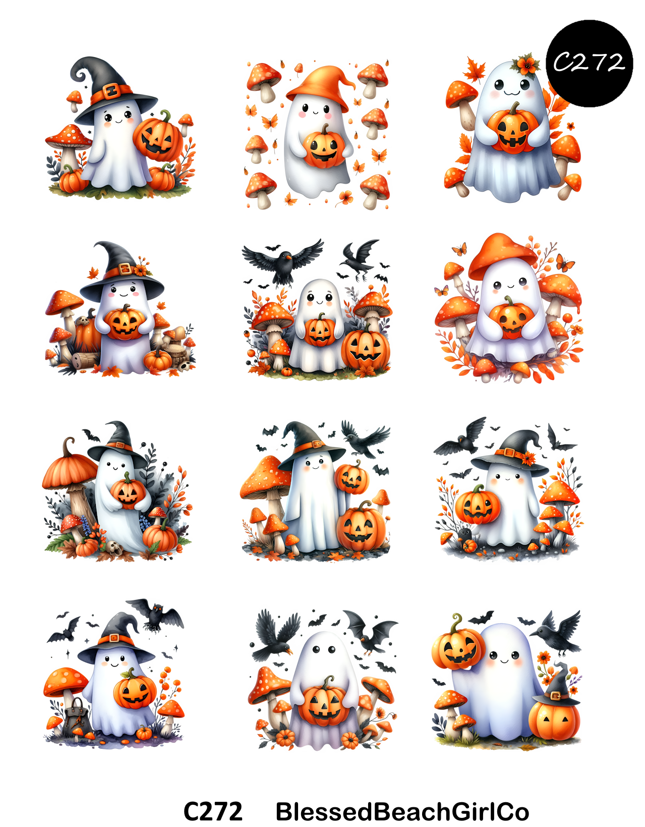 Mushroom Ghosts Polymer Clay Transfer Sheets