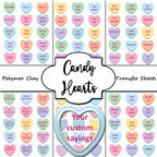 Candy Conversation Hearts 1" Polymer Clay Cutter & Transfer Sheet Set