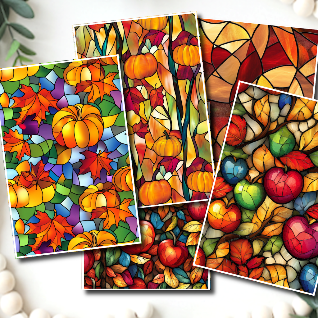 STAINED GLASS PUMPKINS Polymer Clay Transfer Sheets