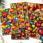 STAINED GLASS PUMPKINS Polymer Clay Transfer Sheets