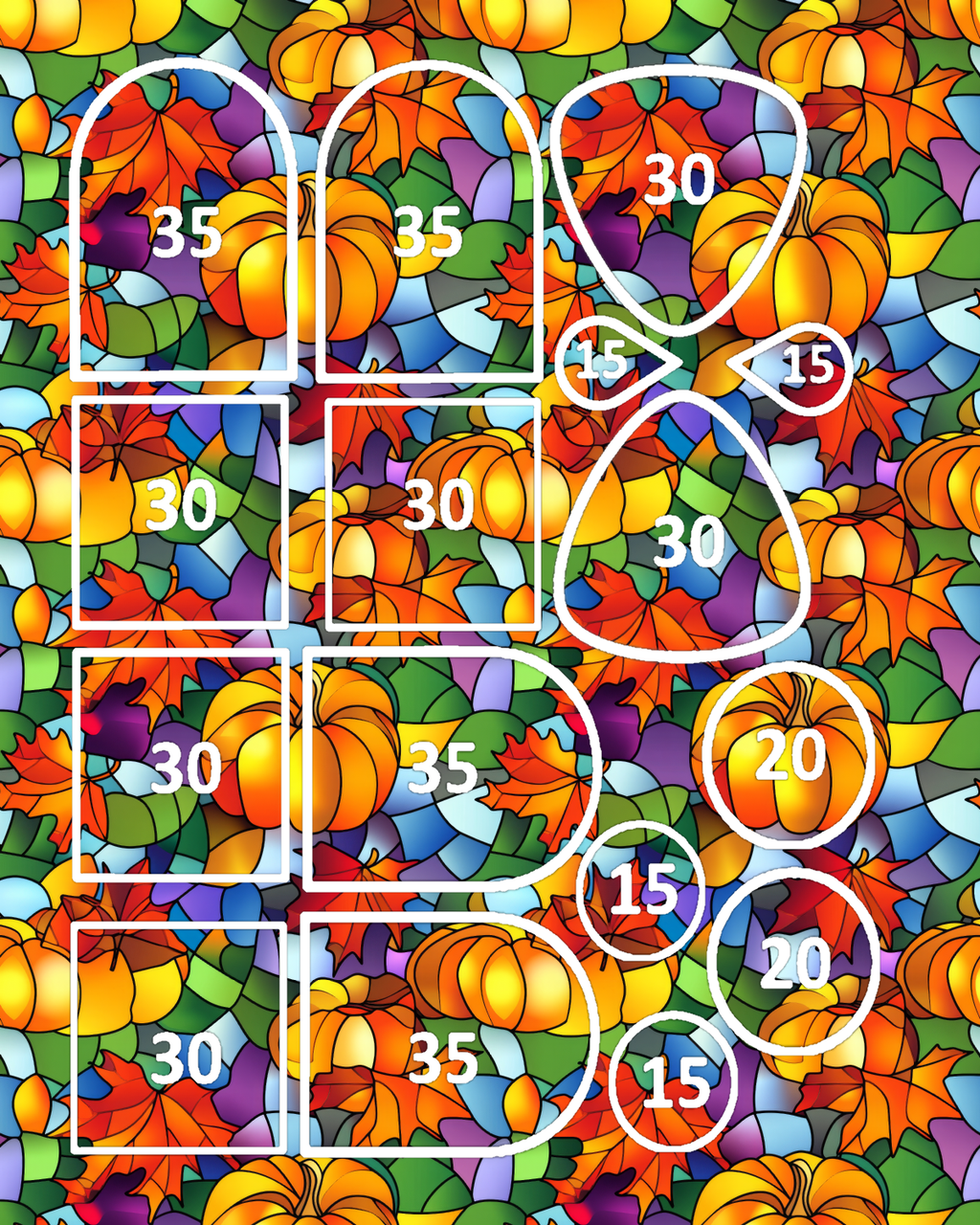STAINED GLASS PUMPKINS Polymer Clay Transfer Sheets