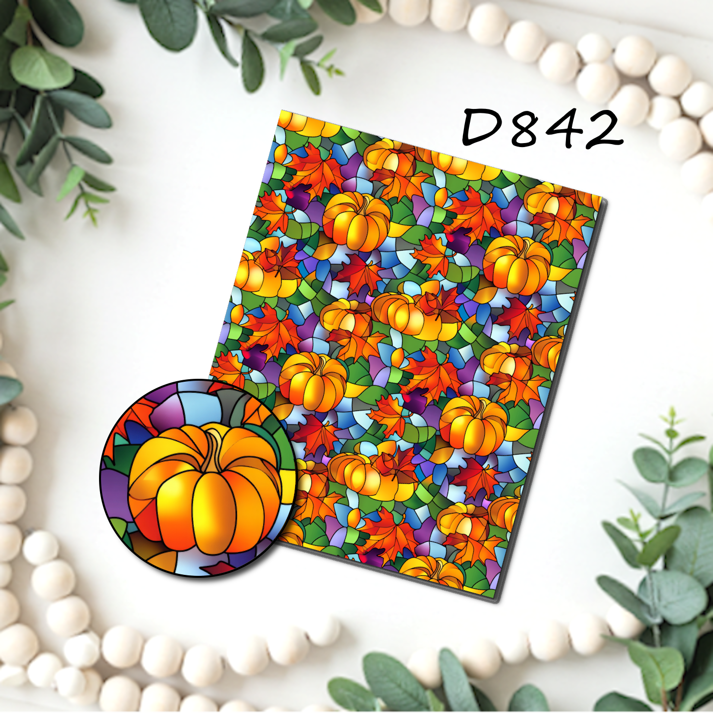 STAINED GLASS PUMPKINS Polymer Clay Transfer Sheets