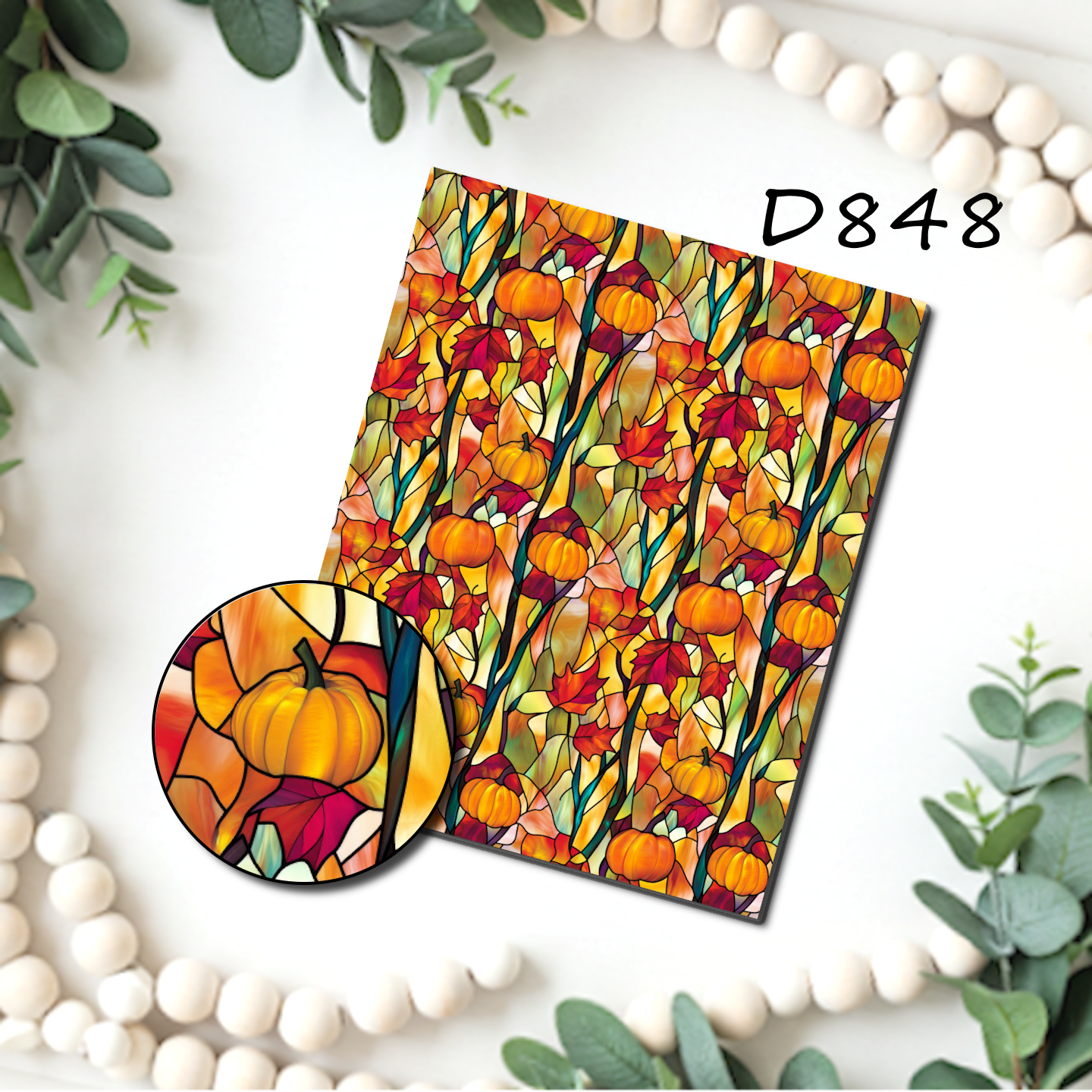 STAINED GLASS PUMPKINS Polymer Clay Transfer Sheets