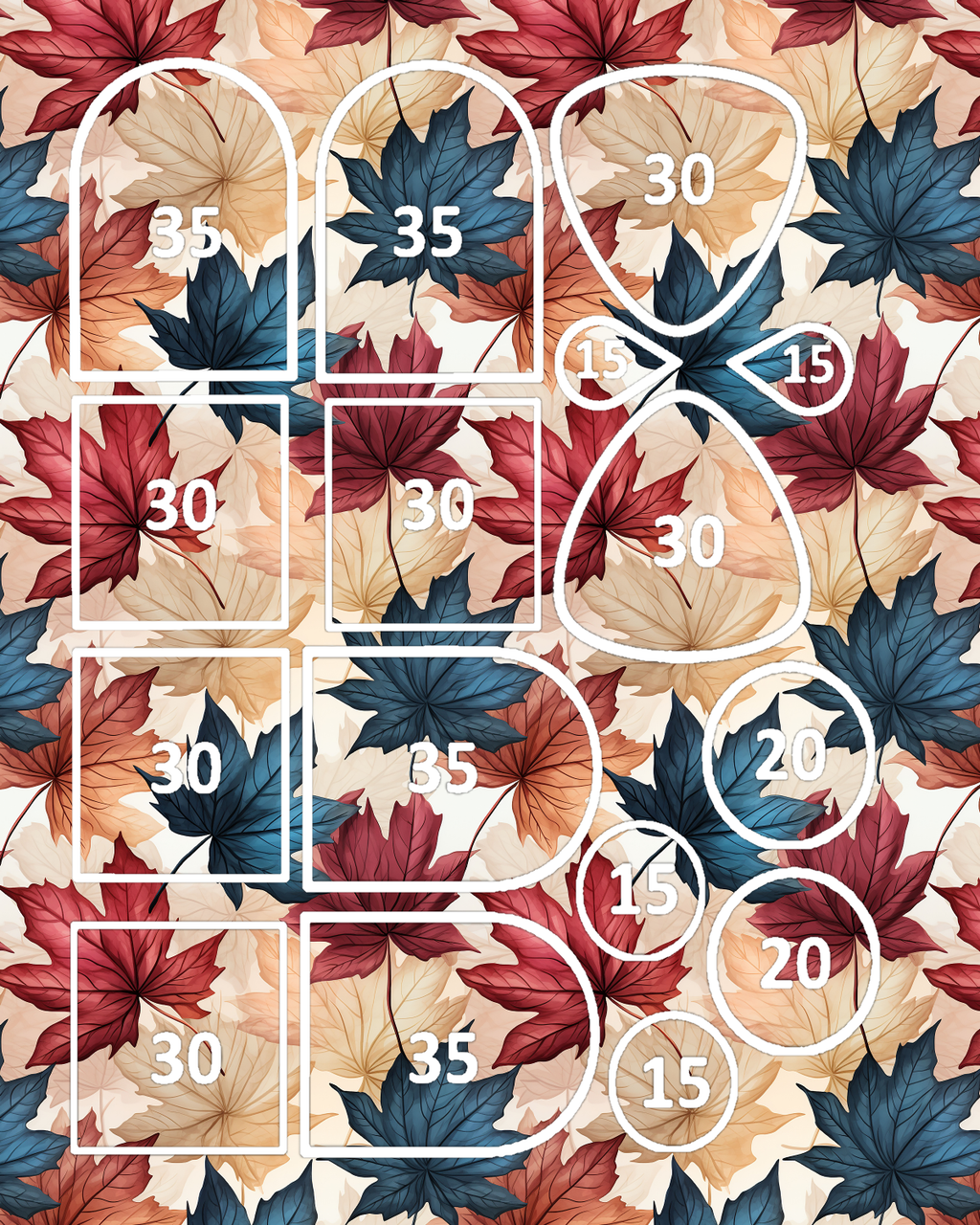 Fall Leaves water transfer sheet for Polymer clay D856