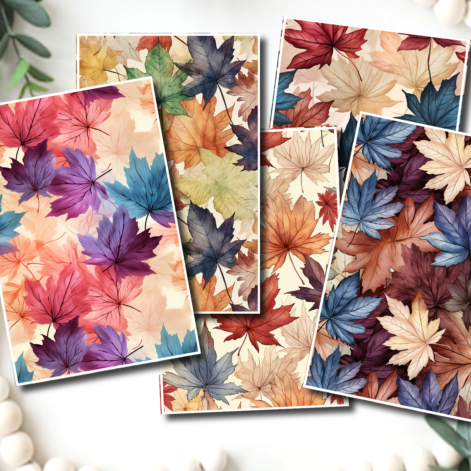 Fall Leaves water transfer sheet for Polymer clay D856