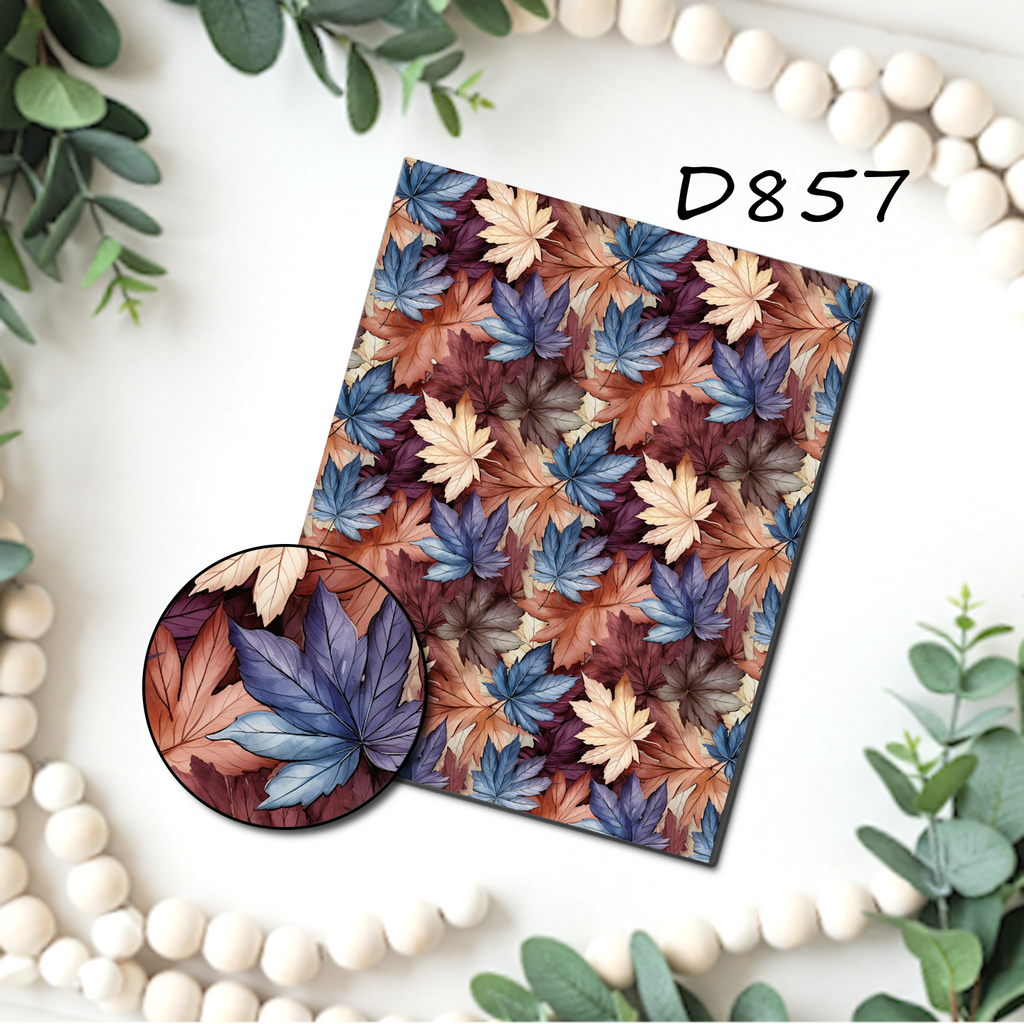 Fall Leaves water transfer sheet for Polymer clay D856
