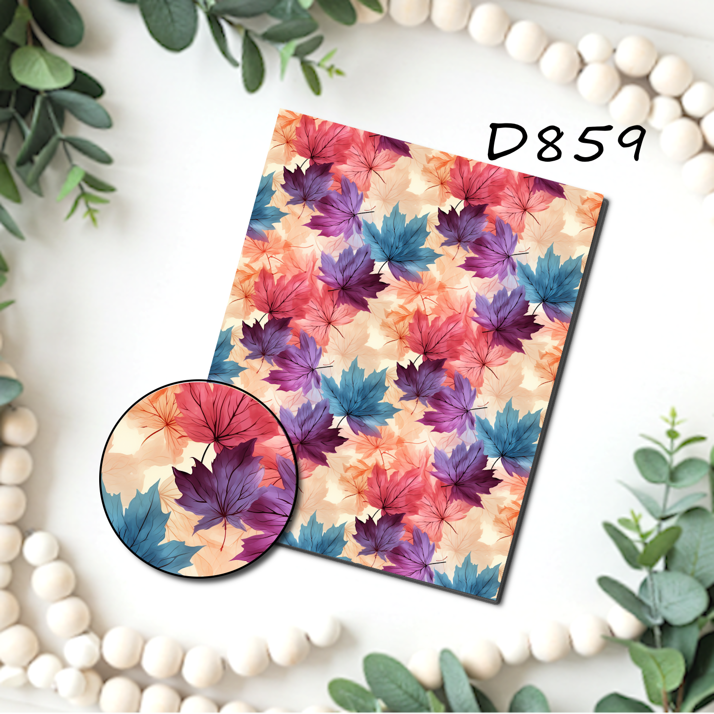 Fall Leaves water transfer sheet for Polymer clay D856