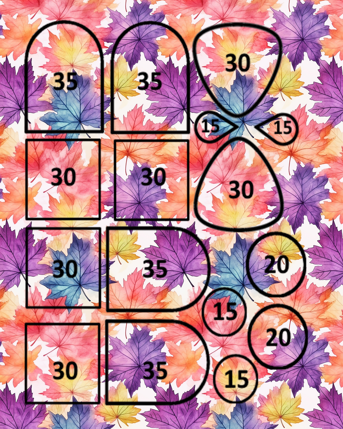 Fall Leaves water transfer sheet for Polymer clay D860