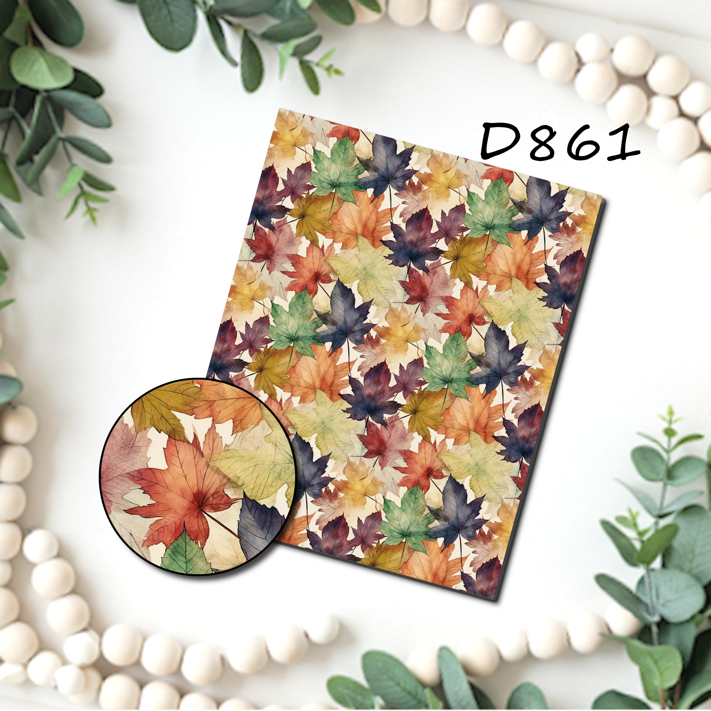 Fall Leaves water transfer sheet for Polymer clay D856