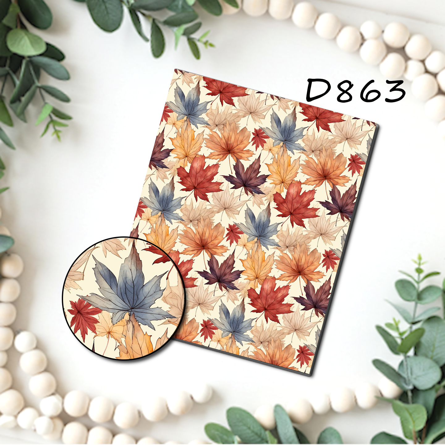 Fall Leaves water transfer sheet for Polymer clay D856