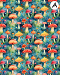 Watercolor mushrooms clay transfer sheet D886