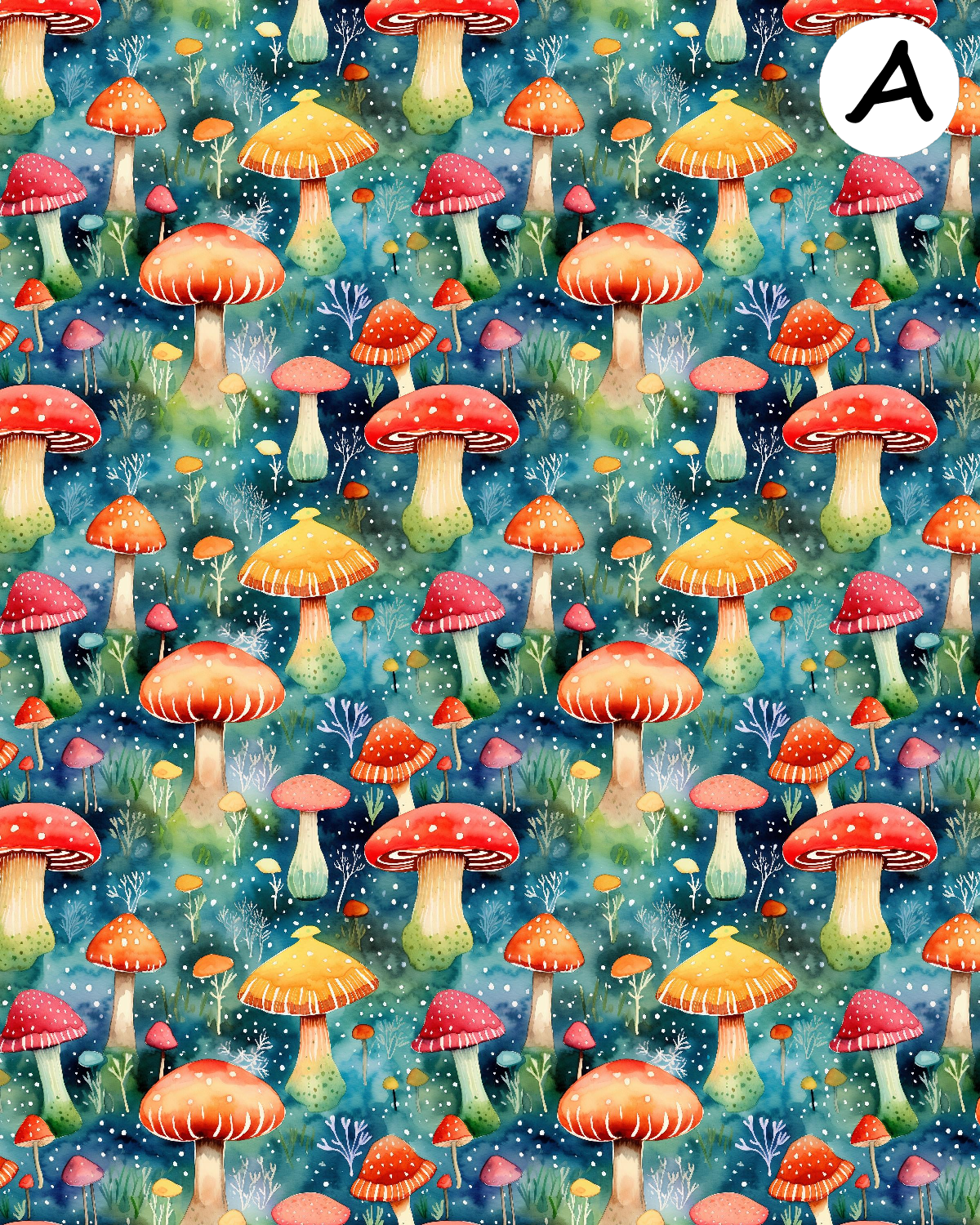 Watercolor mushrooms clay transfer sheet D886